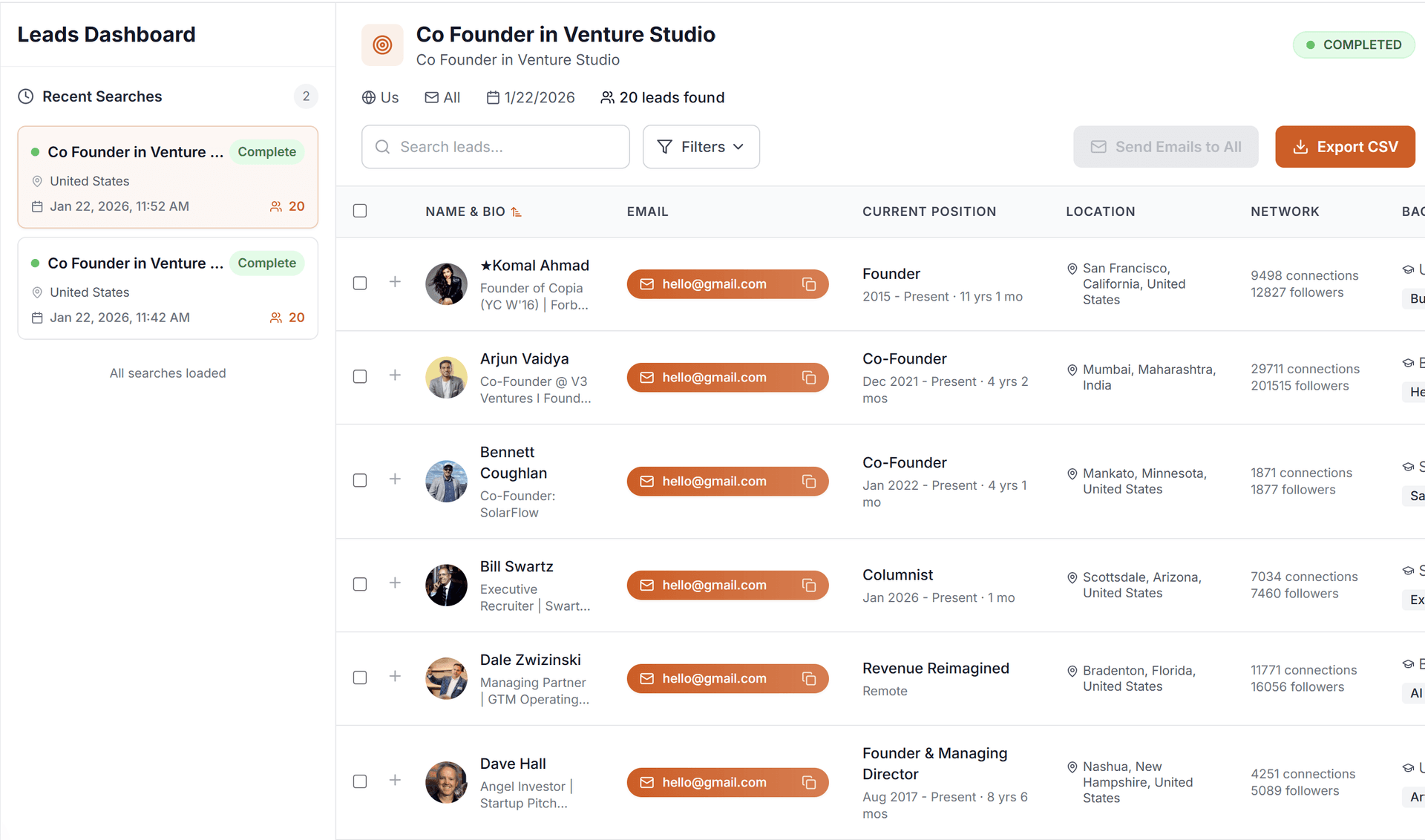 Find the right leads in minutes